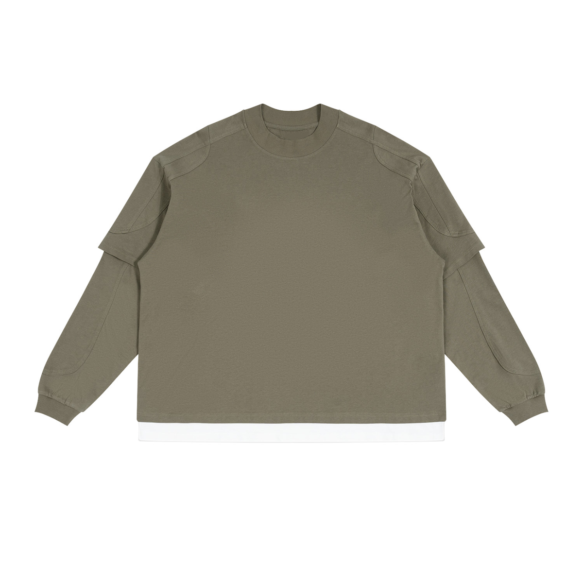 Unisex Paneled Layer Color Block T-Shirt in army green