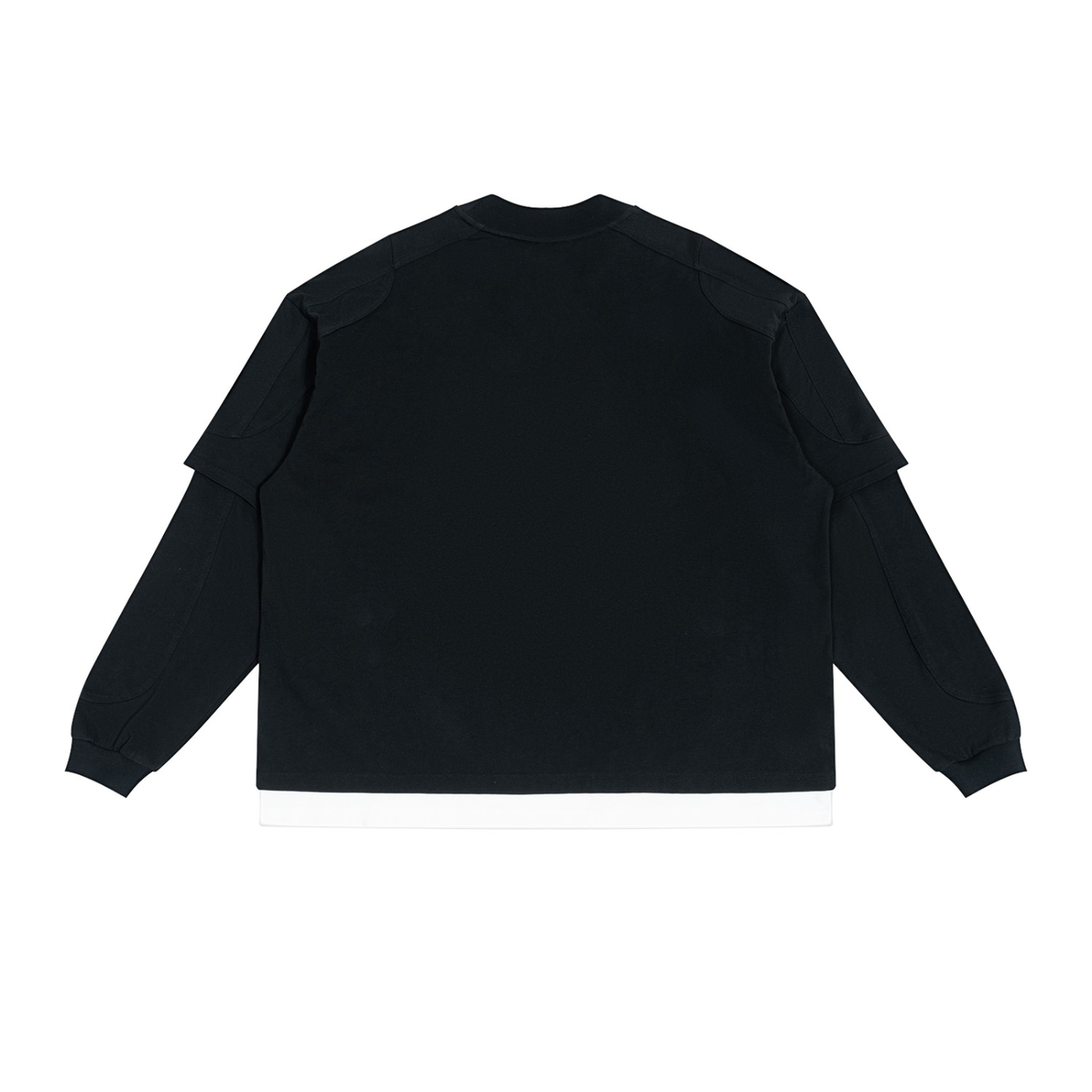 Unisex Paneled Layer Color Block T-Shirt in black, alternate angle