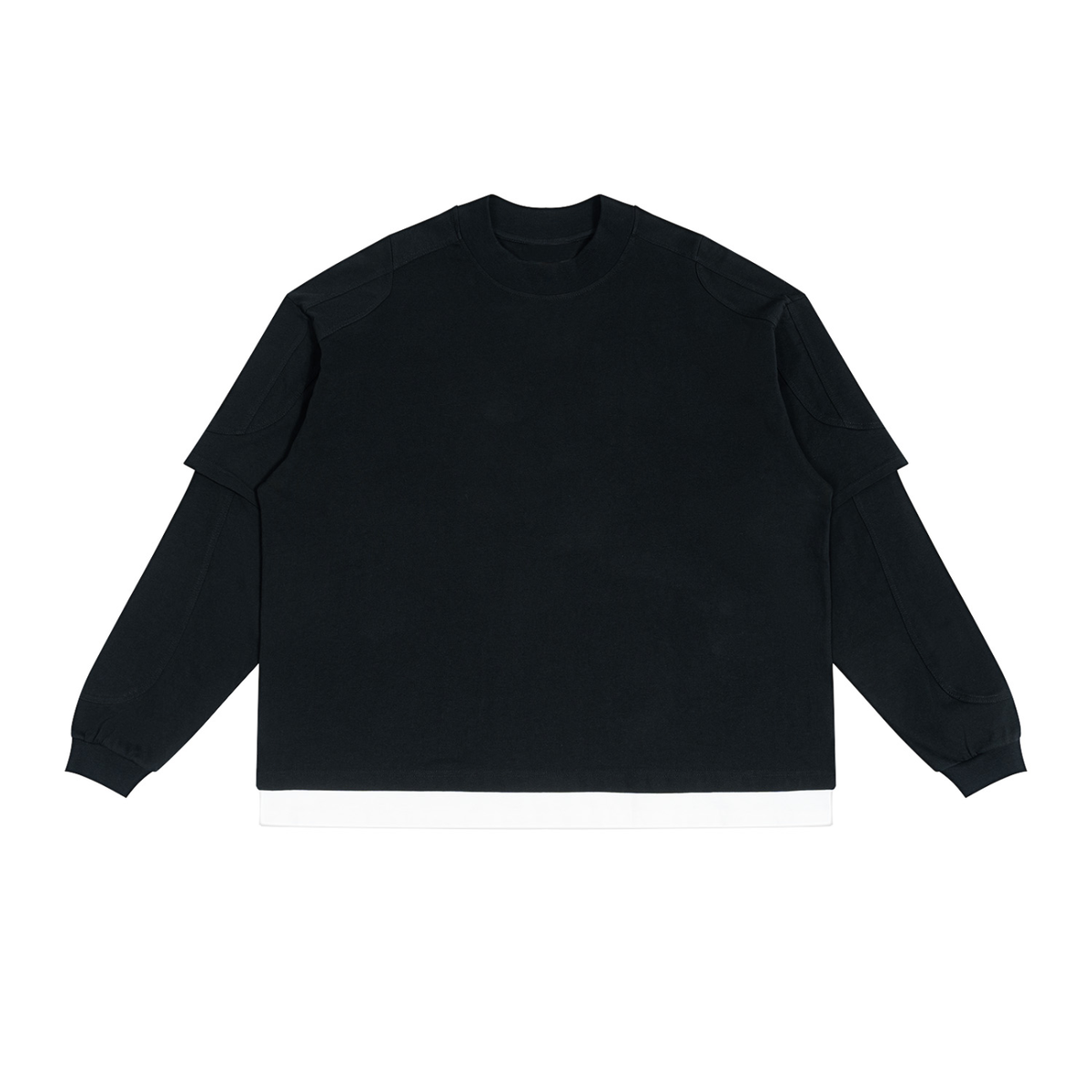 Unisex Paneled Layer Color Block T-Shirt in black