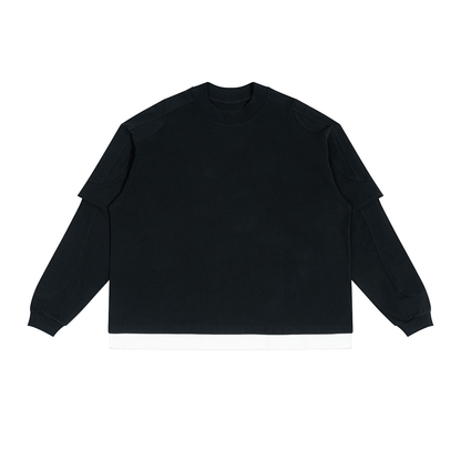 Unisex Paneled Layer Color Block T-Shirt in black