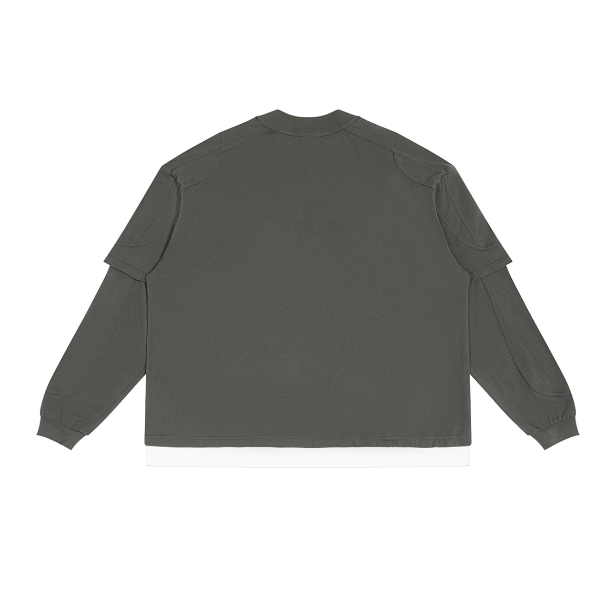 Unisex Paneled Layer Color Block T-Shirt in dark gray, alternate angle