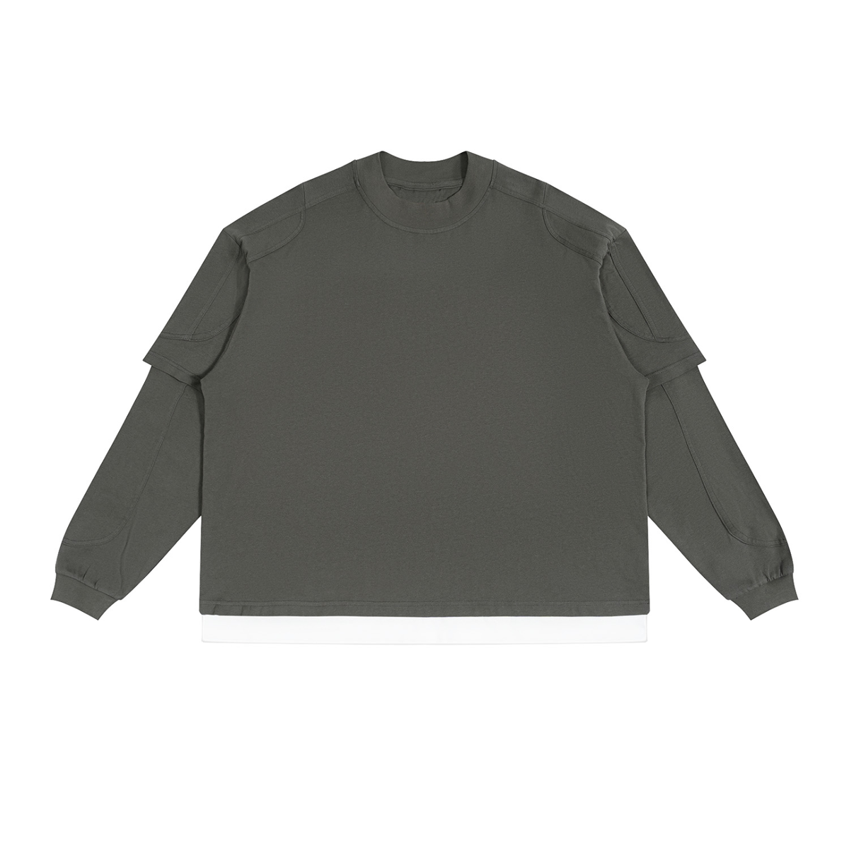 Unisex Paneled Layer Color Block T-Shirt in dark gray
