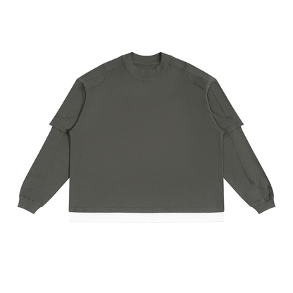 Unisex Paneled Layer Color Block T-Shirt in dark gray