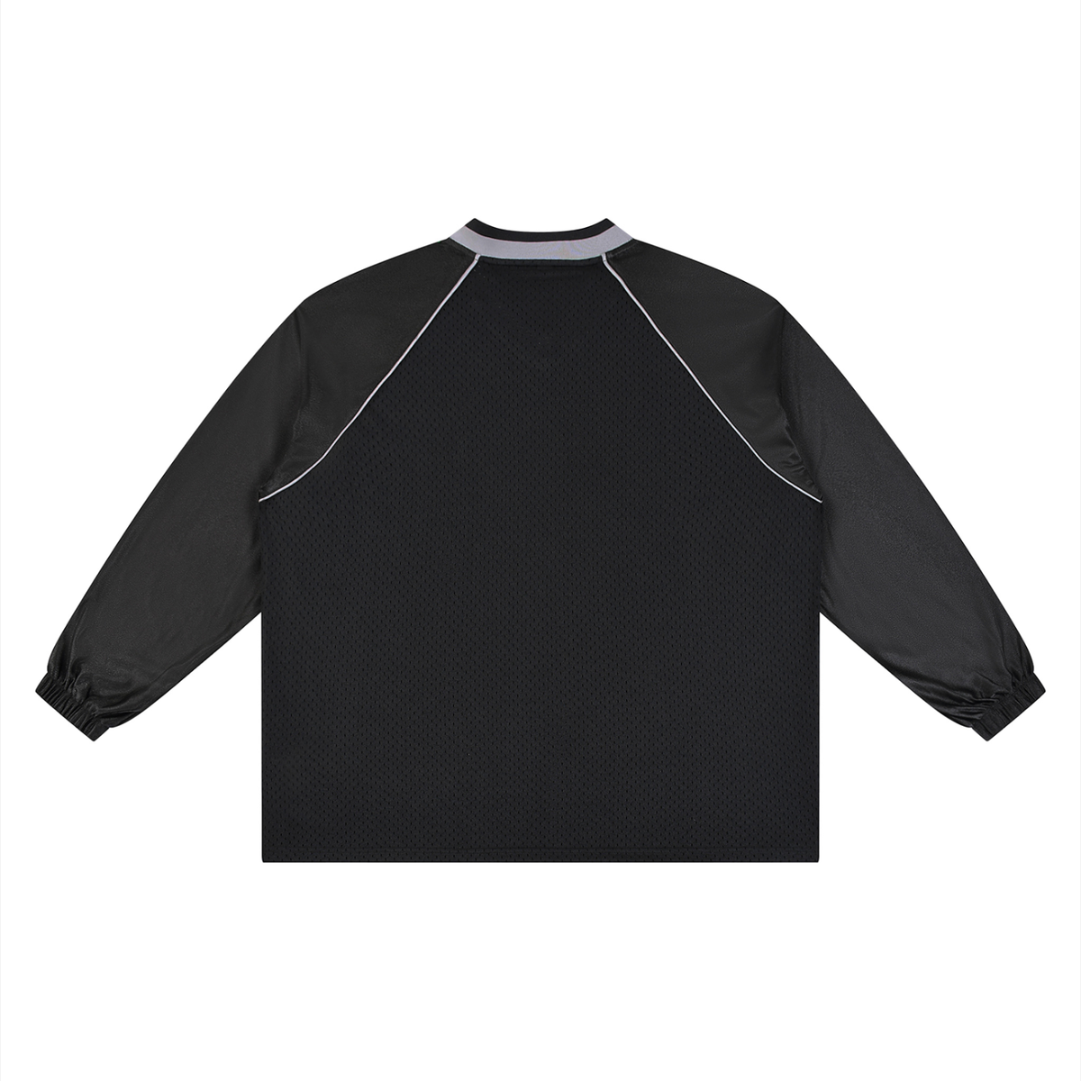 Unisex Paneled Long Sleeve Jersey in black, alternate angle
