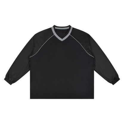 Unisex Paneled Long Sleeve Jersey in black