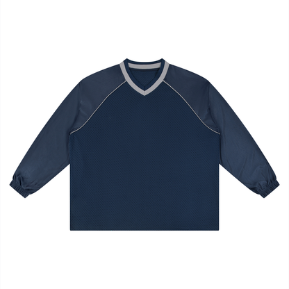 Unisex Paneled Long Sleeve Jersey in navy blue