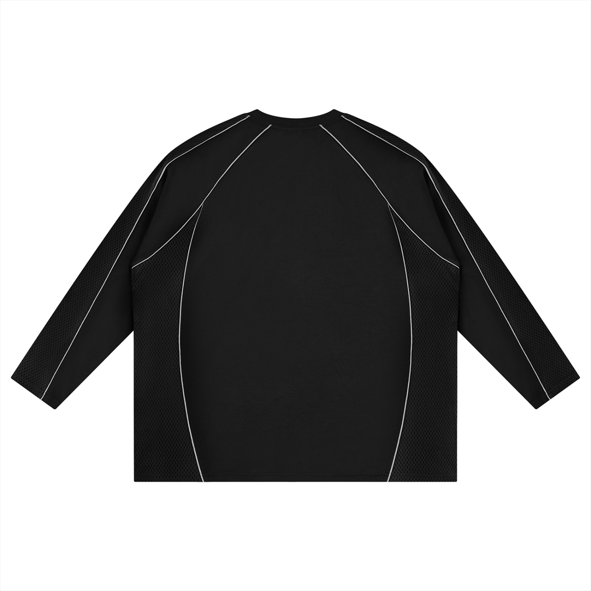 Unisex Paneled Raglan Soccer Jersey in black, alternate angle