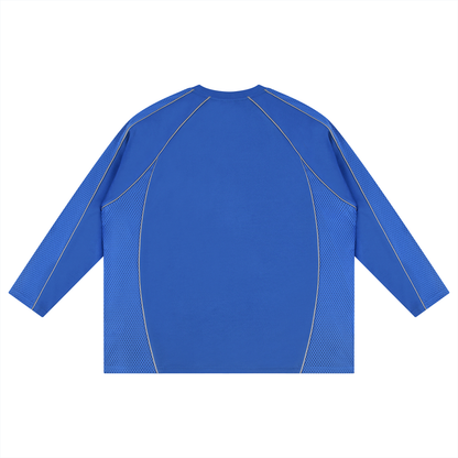 Unisex Paneled Raglan Soccer Jersey in blue, alternate angle