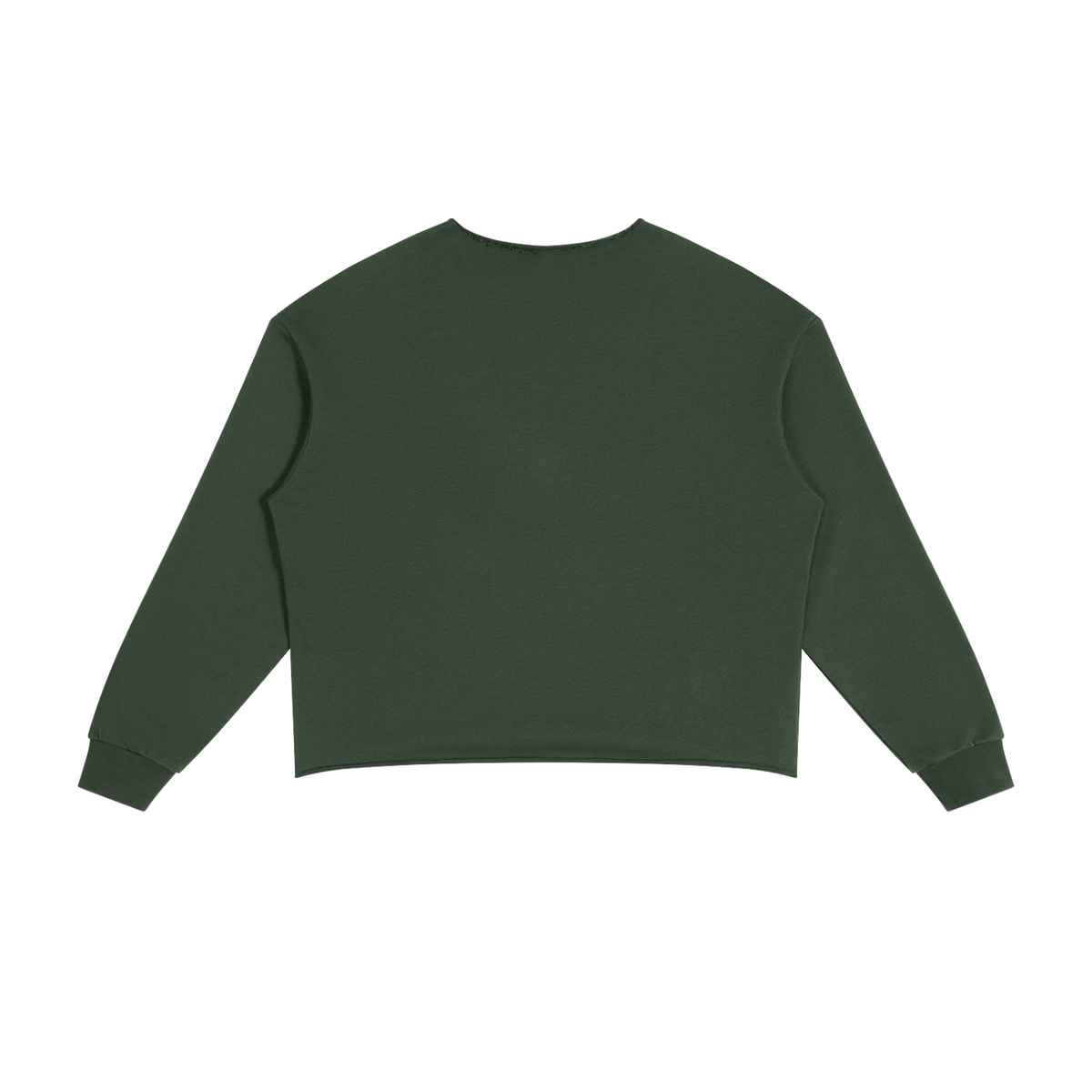 Unisex Paneled Raw Edge Boxy Sweatshirt in army green, alternate angle