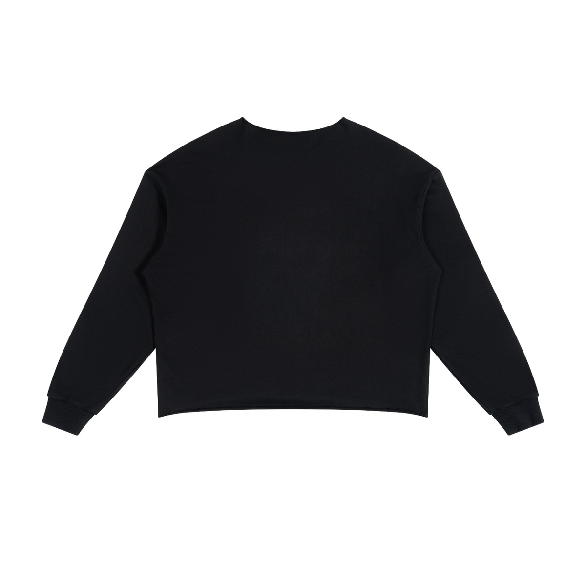 Unisex Paneled Raw Edge Boxy Sweatshirt in black, alternate angle