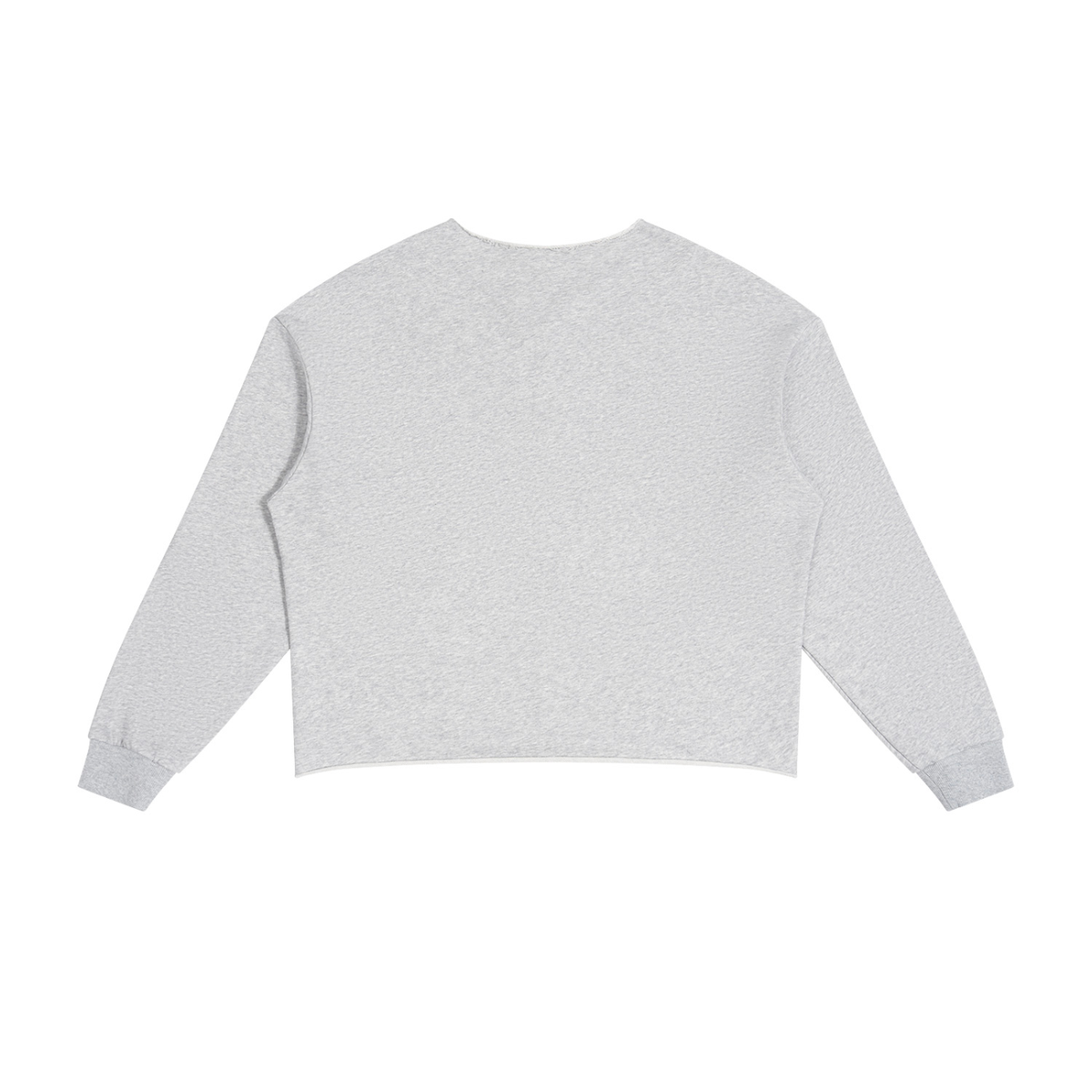 Unisex Paneled Raw Edge Boxy Sweatshirt in flower gray, alternate angle