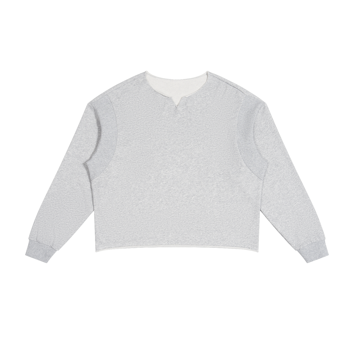 Unisex Paneled Raw Edge Boxy Sweatshirt in flower gray