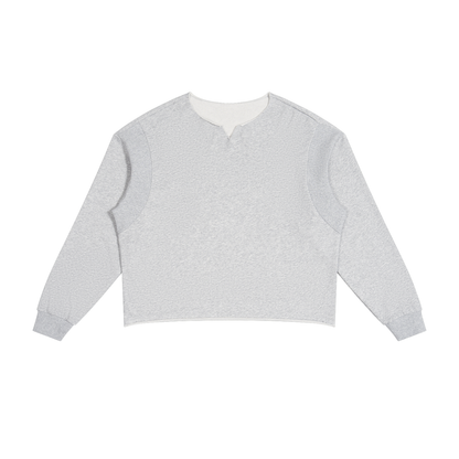 Unisex Paneled Raw Edge Boxy Sweatshirt in flower gray