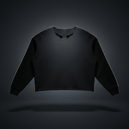 Unisex Paneled Raw Edge Boxy Sweatshirt, view 1