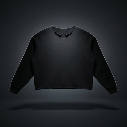 Unisex Paneled Raw Edge Boxy Sweatshirt, view 1
