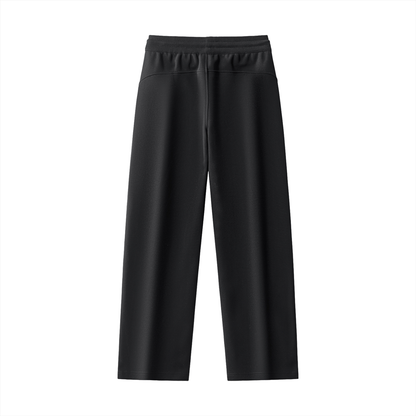 Unisex Patchwork Drawstring Straight-Leg Sweatpants in black, alternate angle