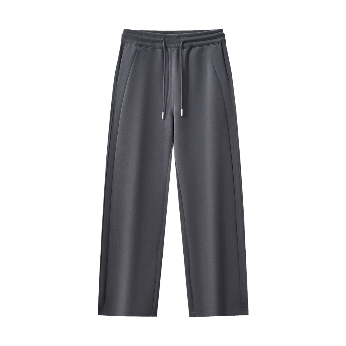 Unisex Patchwork Drawstring Straight-Leg Sweatpants in charcoal gray