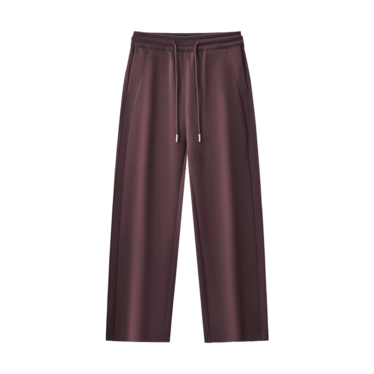 Unisex Patchwork Drawstring Straight-Leg Sweatpants in dark reddish purple