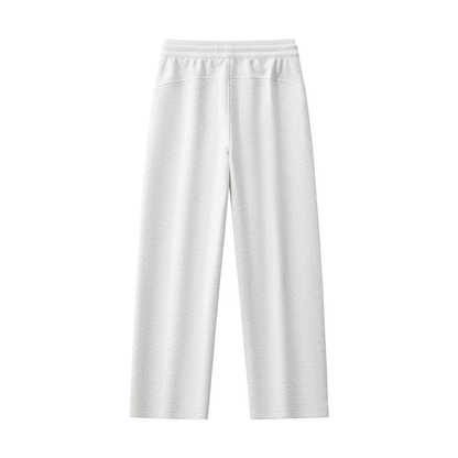 Unisex Patchwork Drawstring Straight-Leg Sweatpants in flower gray, alternate angle