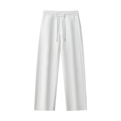 Unisex Patchwork Drawstring Straight-Leg Sweatpants in flower gray
