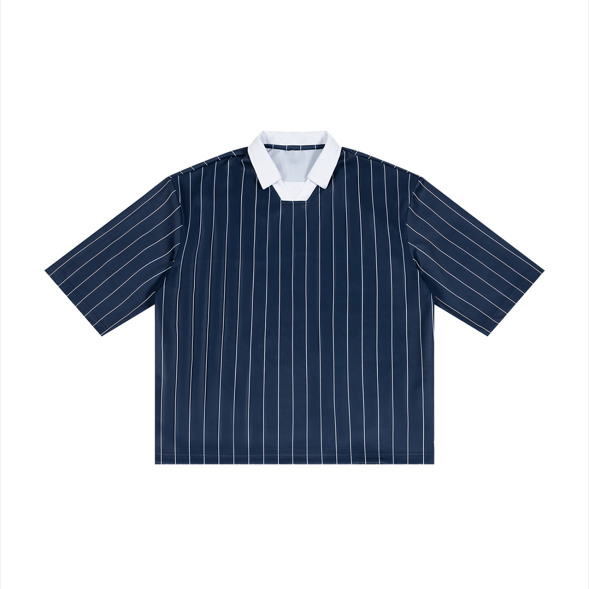 Unisex Pinstripe Collared Soccer Jersey in navy blue