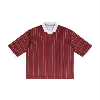 Unisex Pinstripe Collared Soccer Jersey in red