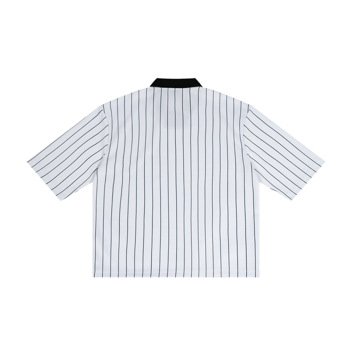 Unisex Pinstripe Collared Soccer Jersey in white, alternate angle