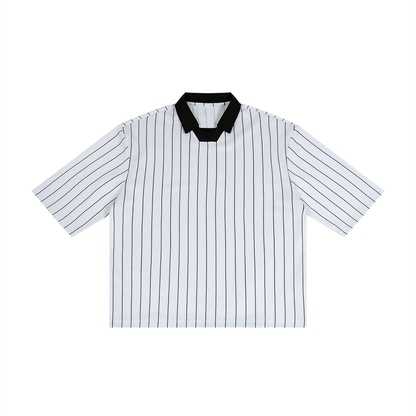 Unisex Pinstripe Collared Soccer Jersey in white