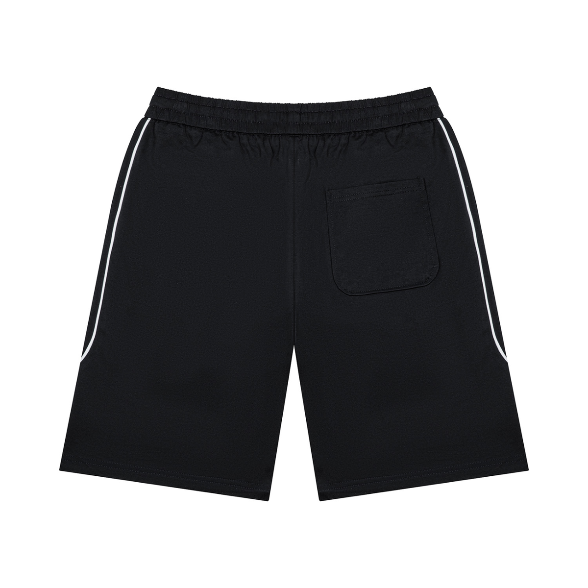 Unisex Piping Color Block Shorts in black, alternate angle
