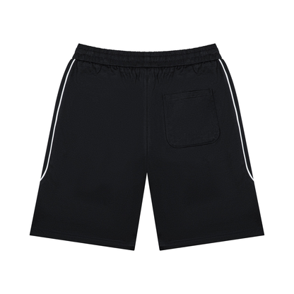 Unisex Piping Color Block Shorts in black, alternate angle