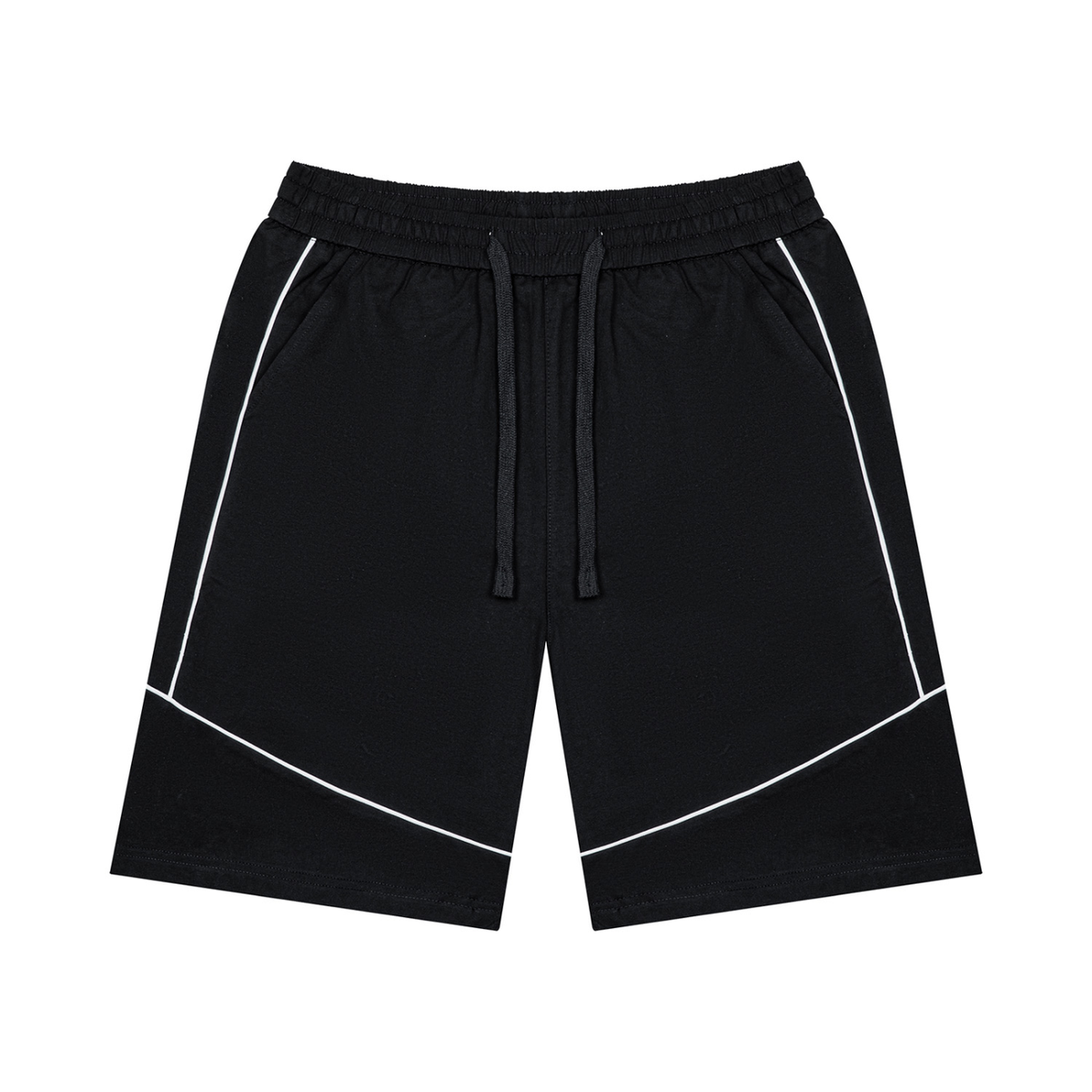 Unisex Piping Color Block Shorts in black