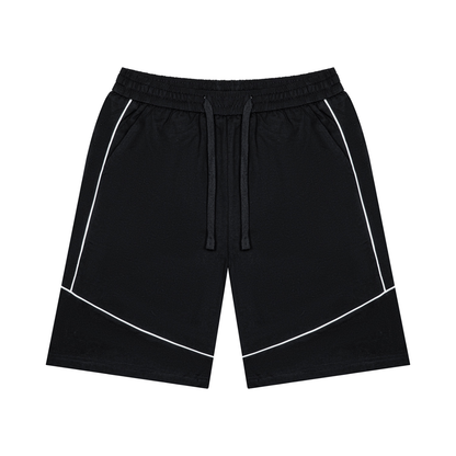 Unisex Piping Color Block Shorts in black