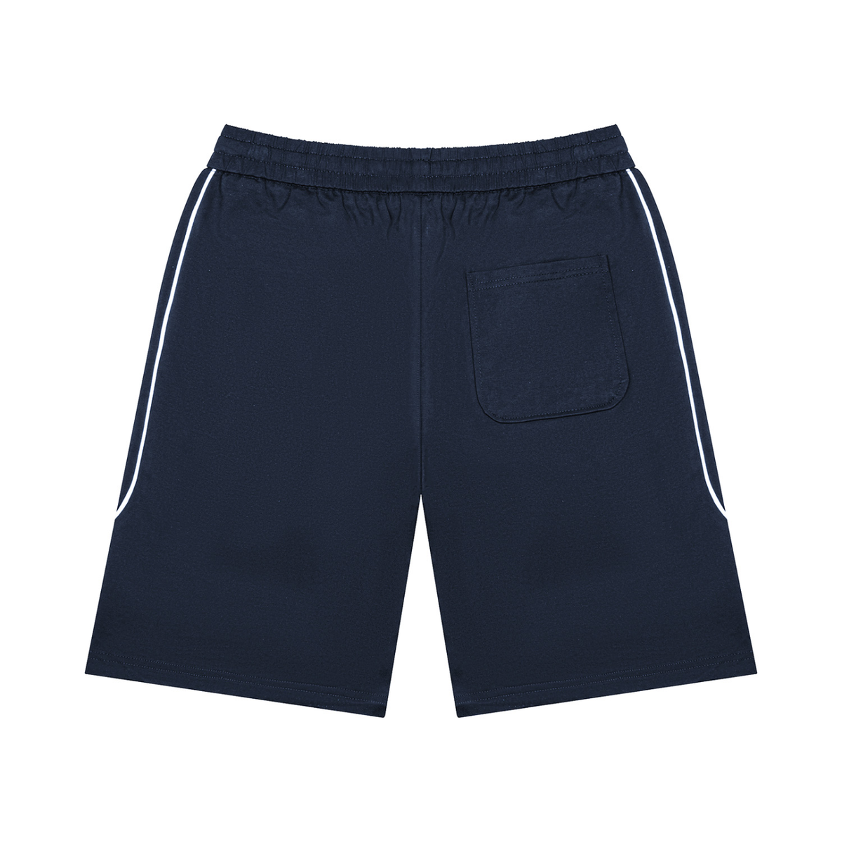 Unisex Piping Color Block Shorts in navy blue, alternate angle
