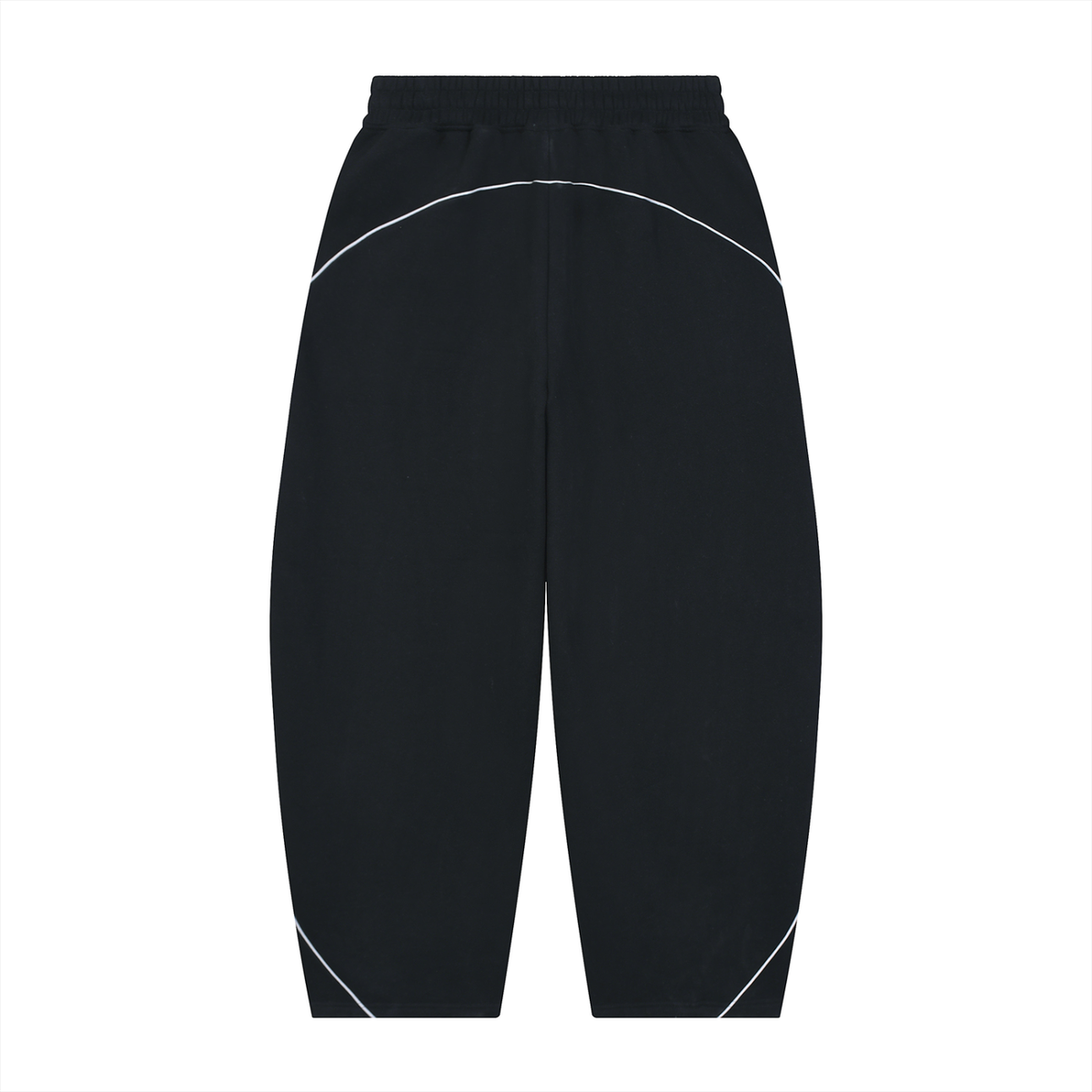 Unisex Piping Fleece Barrel Leg Sweatpants in black, alternate angle