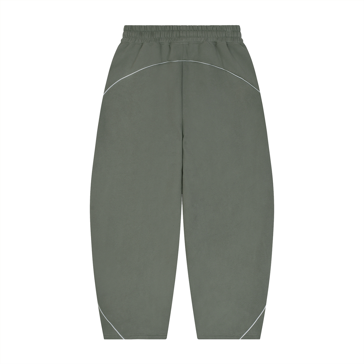 Unisex Piping Fleece Barrel Leg Sweatpants in medium gray, alternate angle