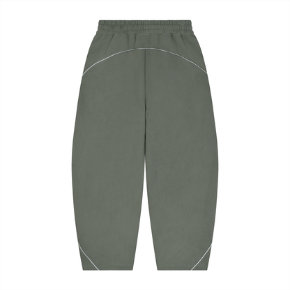 Unisex Piping Fleece Barrel Leg Sweatpants in medium gray, alternate angle