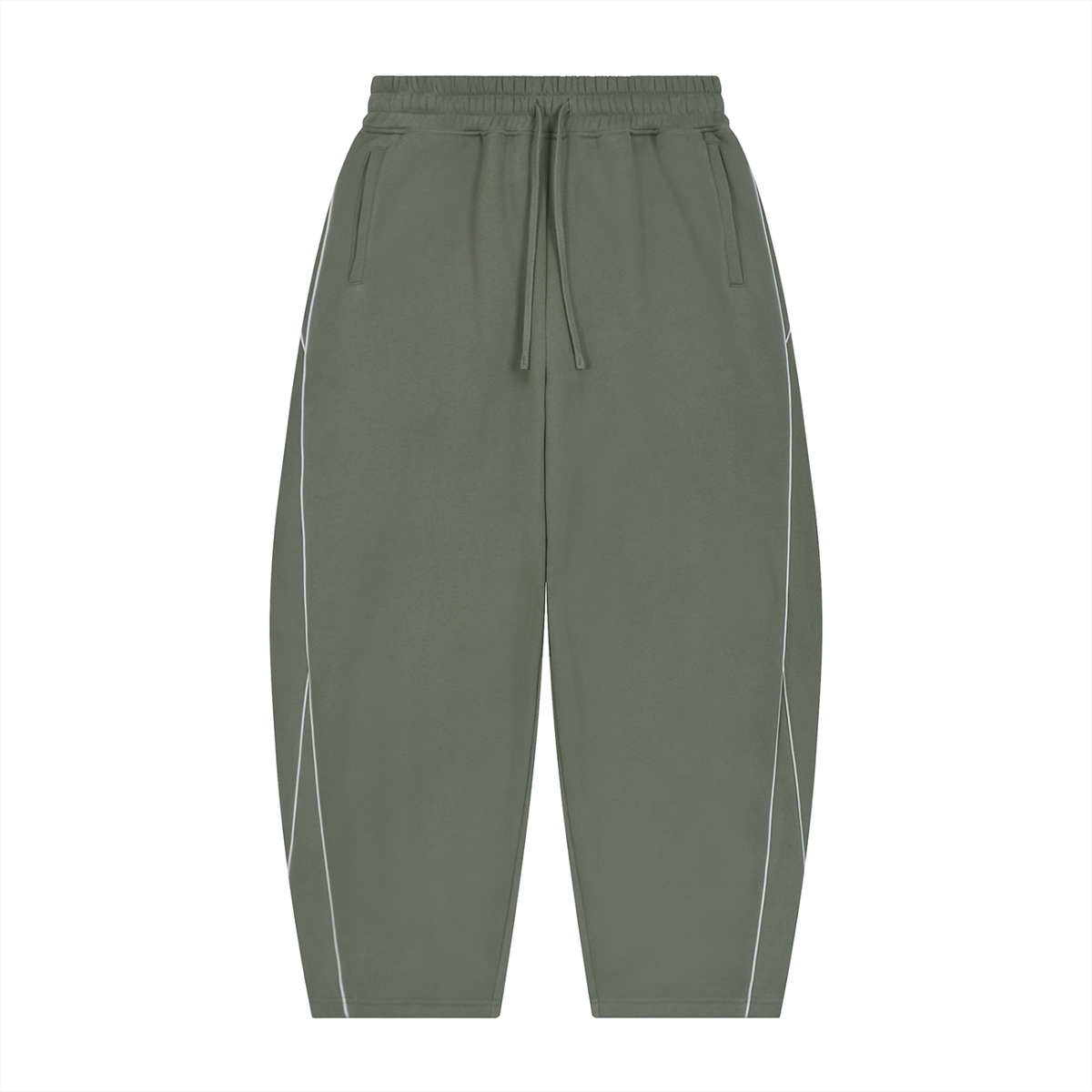 Unisex Piping Fleece Barrel Leg Sweatpants in medium gray