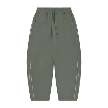 Unisex Piping Fleece Barrel Leg Sweatpants in medium gray