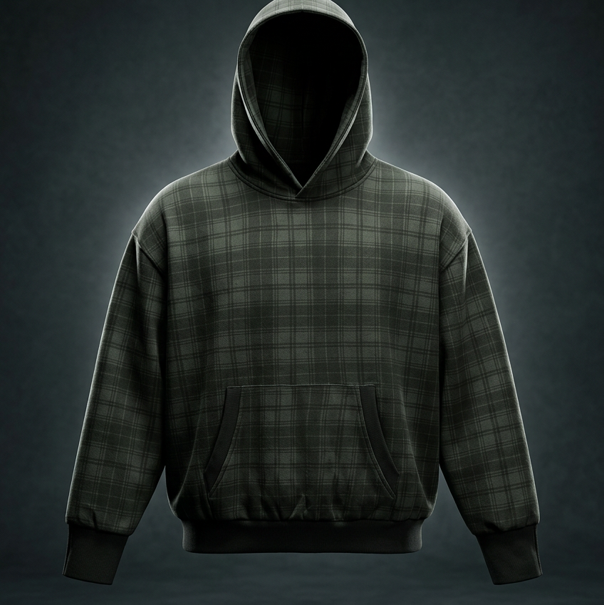 Unisex Plaid Color Block Hoodie, view 1