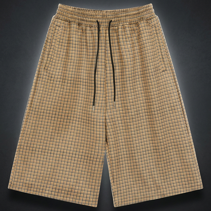 Unisex Plaid Drawstring Shorts