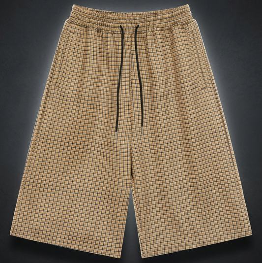 Unisex Plaid Drawstring Shorts