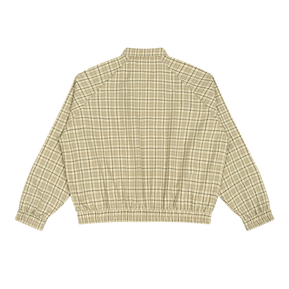 Unisex Plaid Full-Zip Track Jacket in apricot plaid, alternate angle