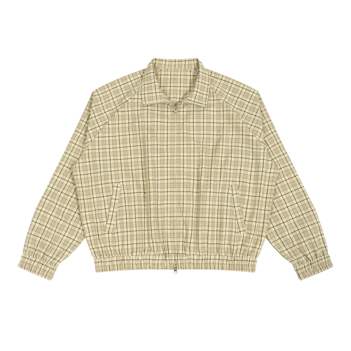 Unisex Plaid Full-Zip Track Jacket in apricot plaid