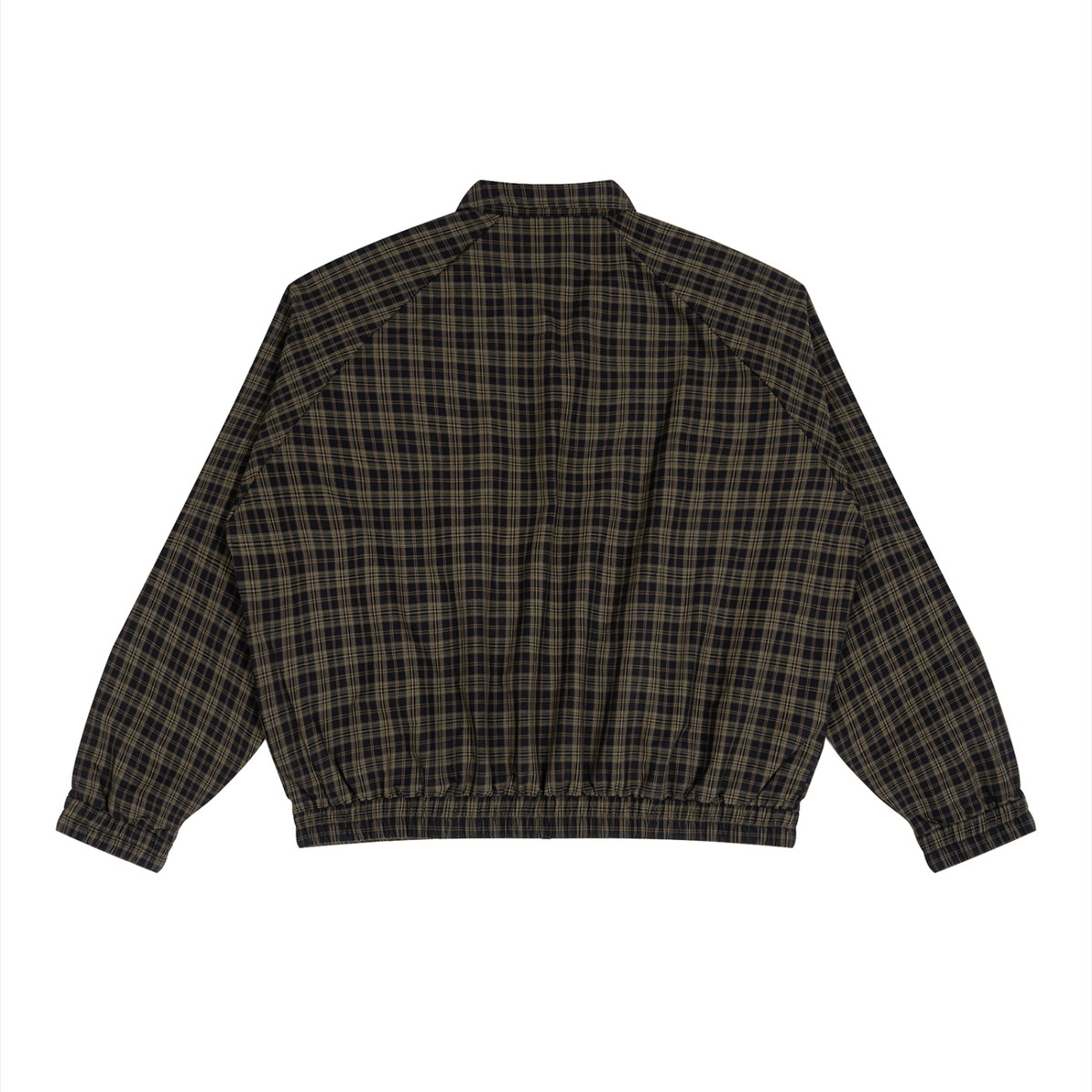 Unisex Plaid Full-Zip Track Jacket in black plaid, alternate angle