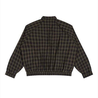 Unisex Plaid Full-Zip Track Jacket in black plaid, alternate angle