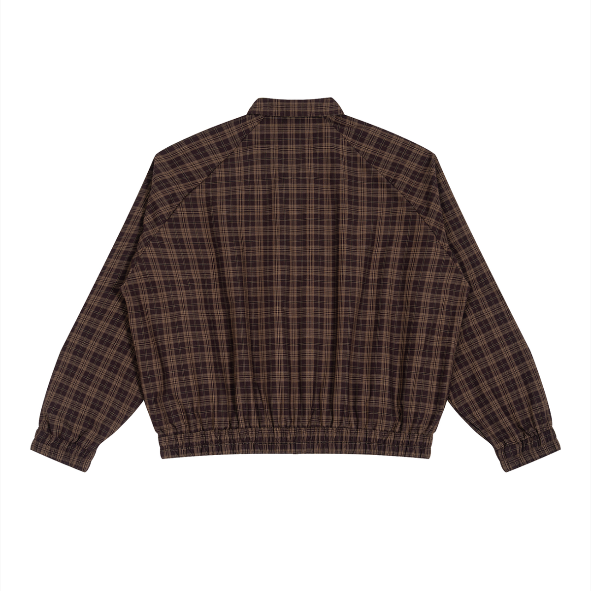 Unisex Plaid Full-Zip Track Jacket in red plaid, alternate angle