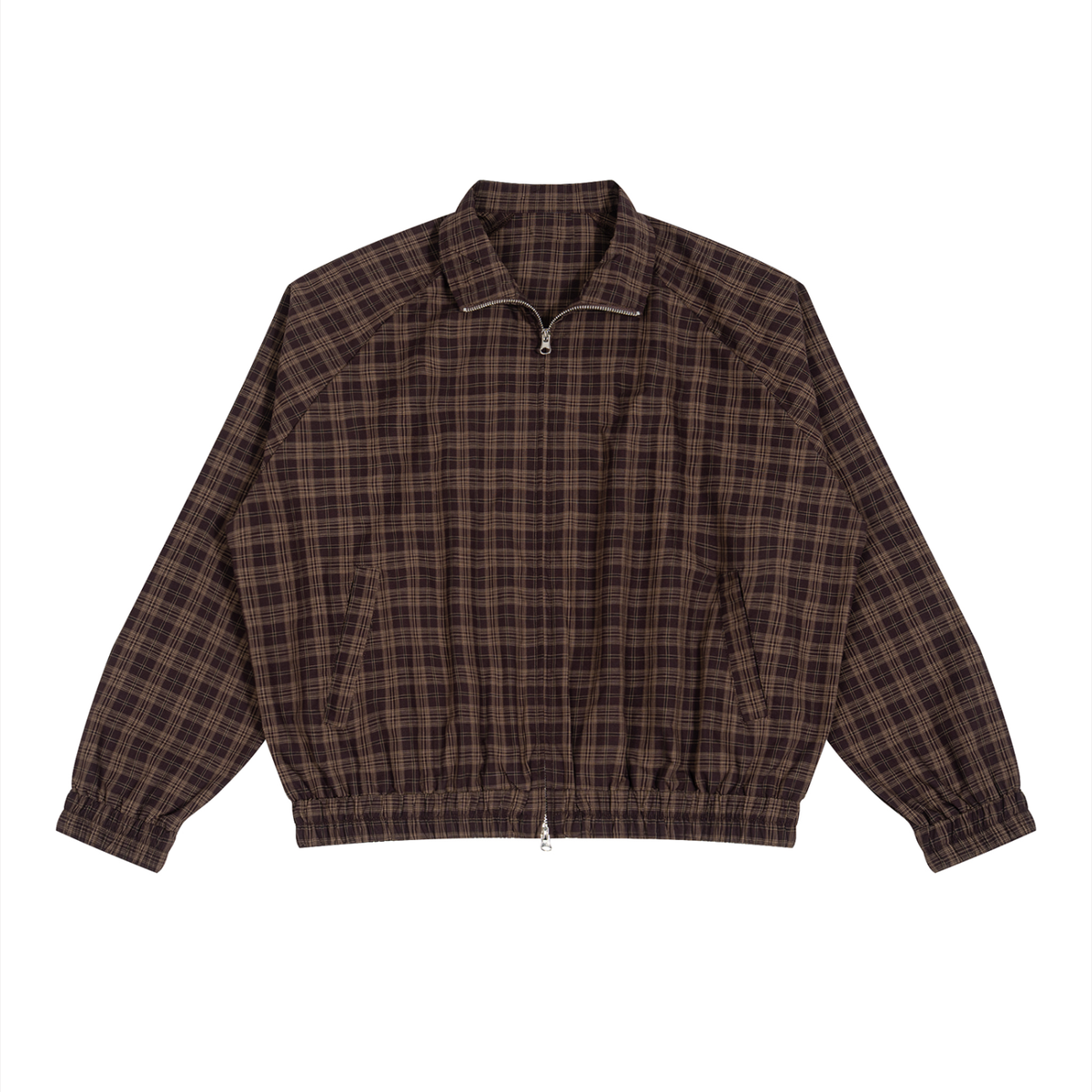 Unisex Plaid Full-Zip Track Jacket in red plaid