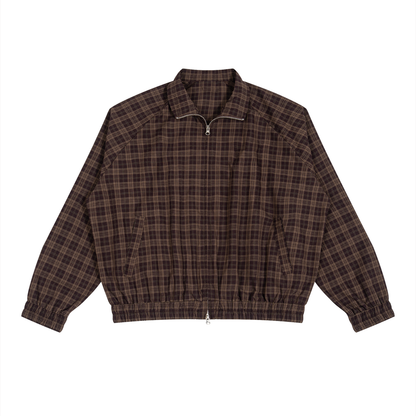 Unisex Plaid Full-Zip Track Jacket in red plaid