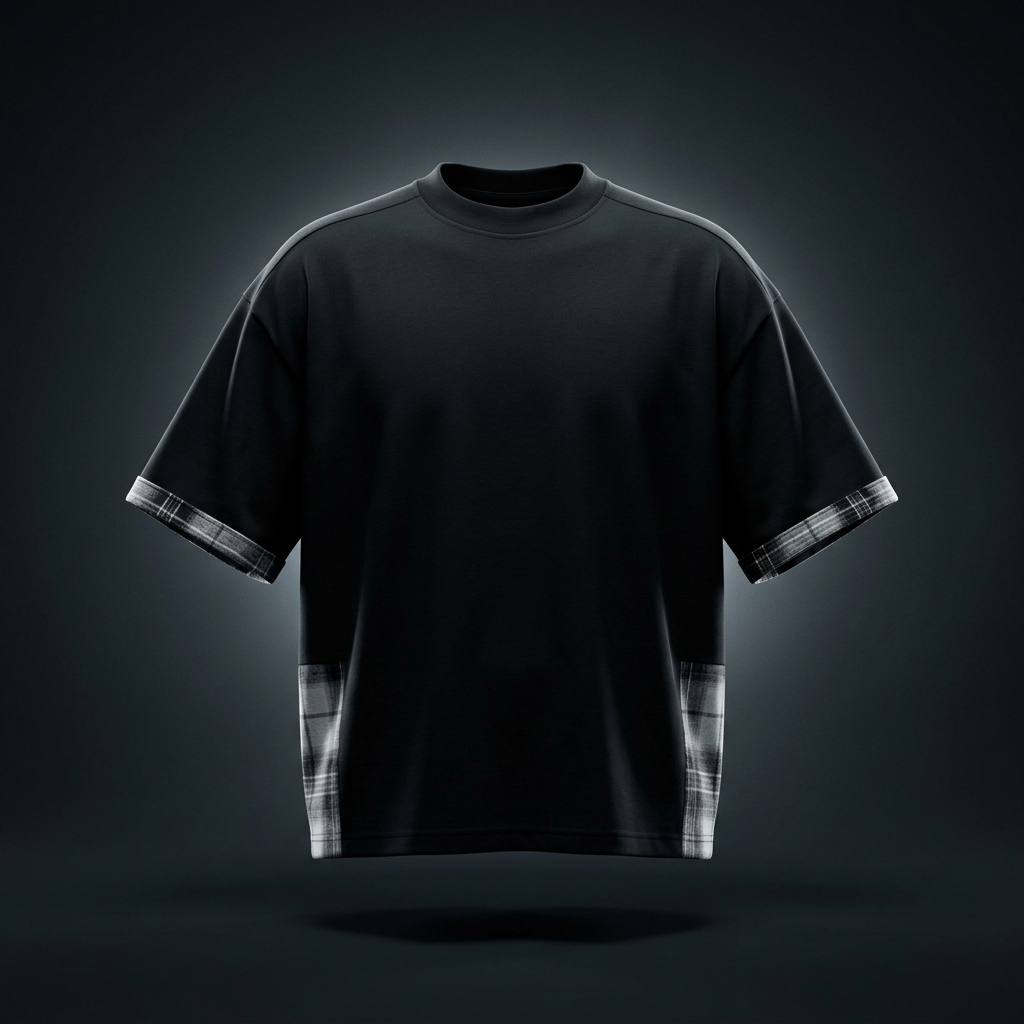 Unisex Plaid Paneled T-Shirt