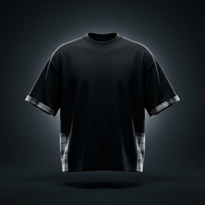 Unisex Plaid Paneled T-Shirt
